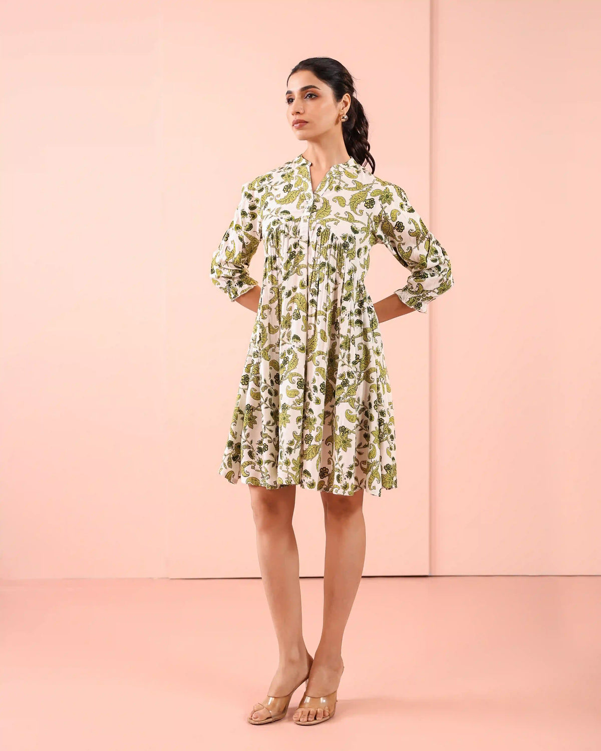 Floral Printed Alya Cut Short Dress