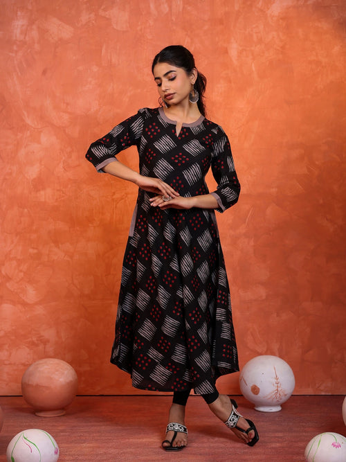 DABU PRINTED LONG BIAS DRESS