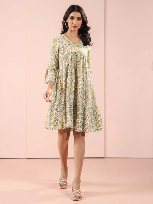 Printed Tiered Alya Cut Dress