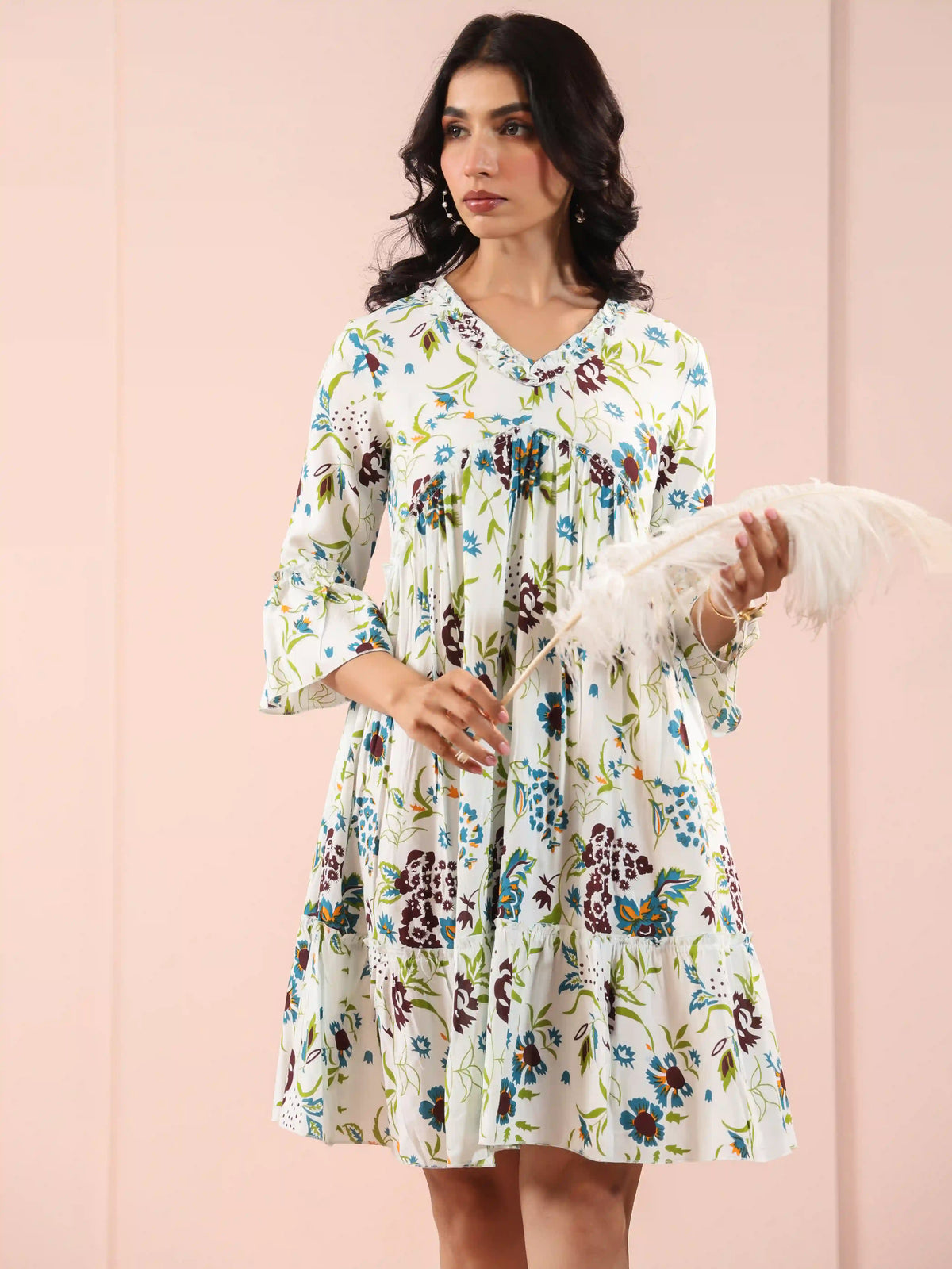 PRINTED TIERED DRESS