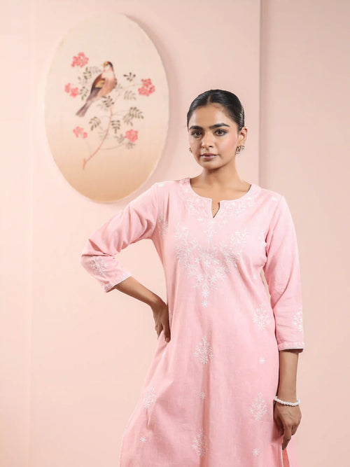 CHIKANKARI EMBROIDERY 2PC KURTA SET