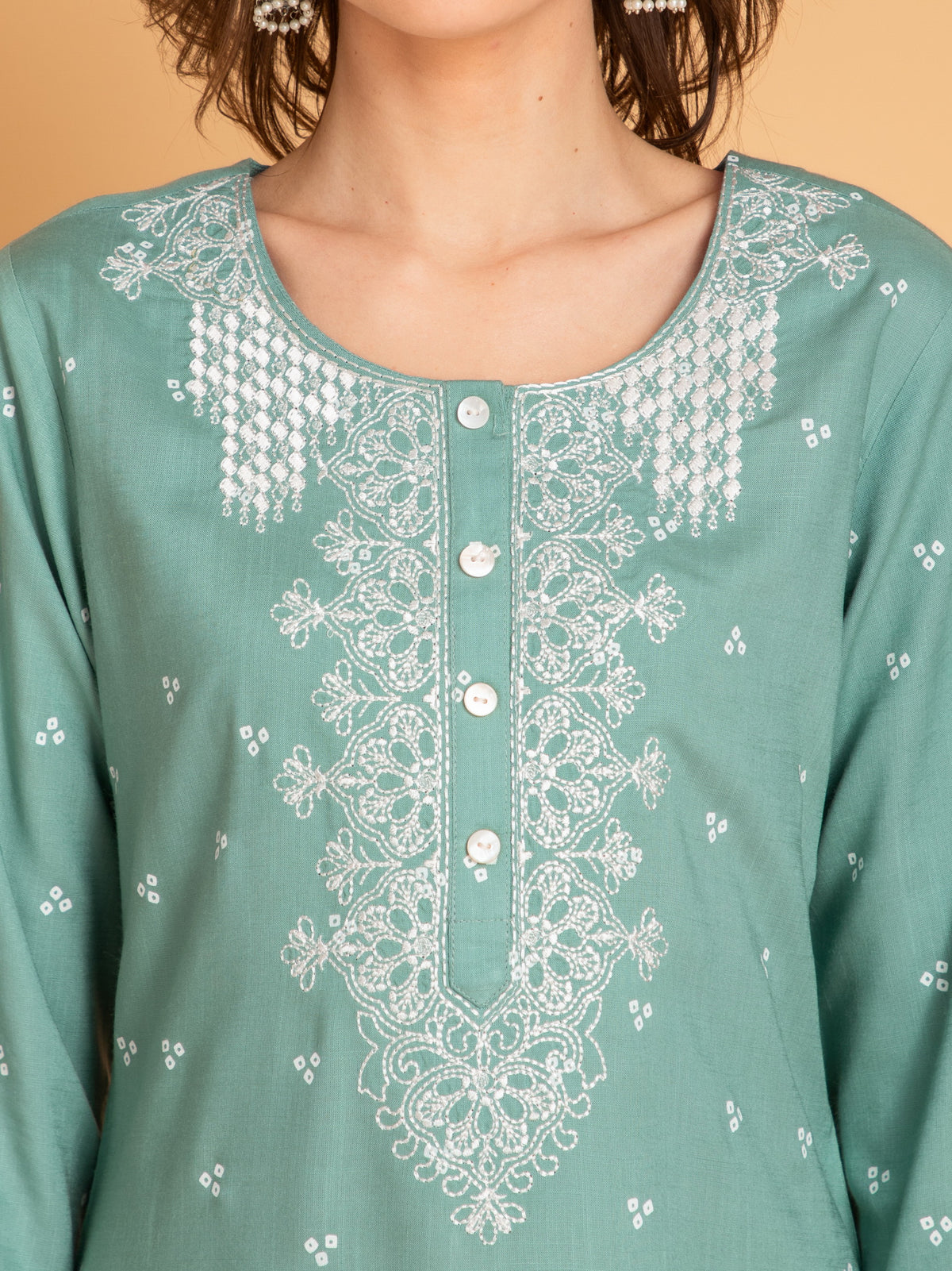 Viscose Blend Embroidered Straight Long Kurti