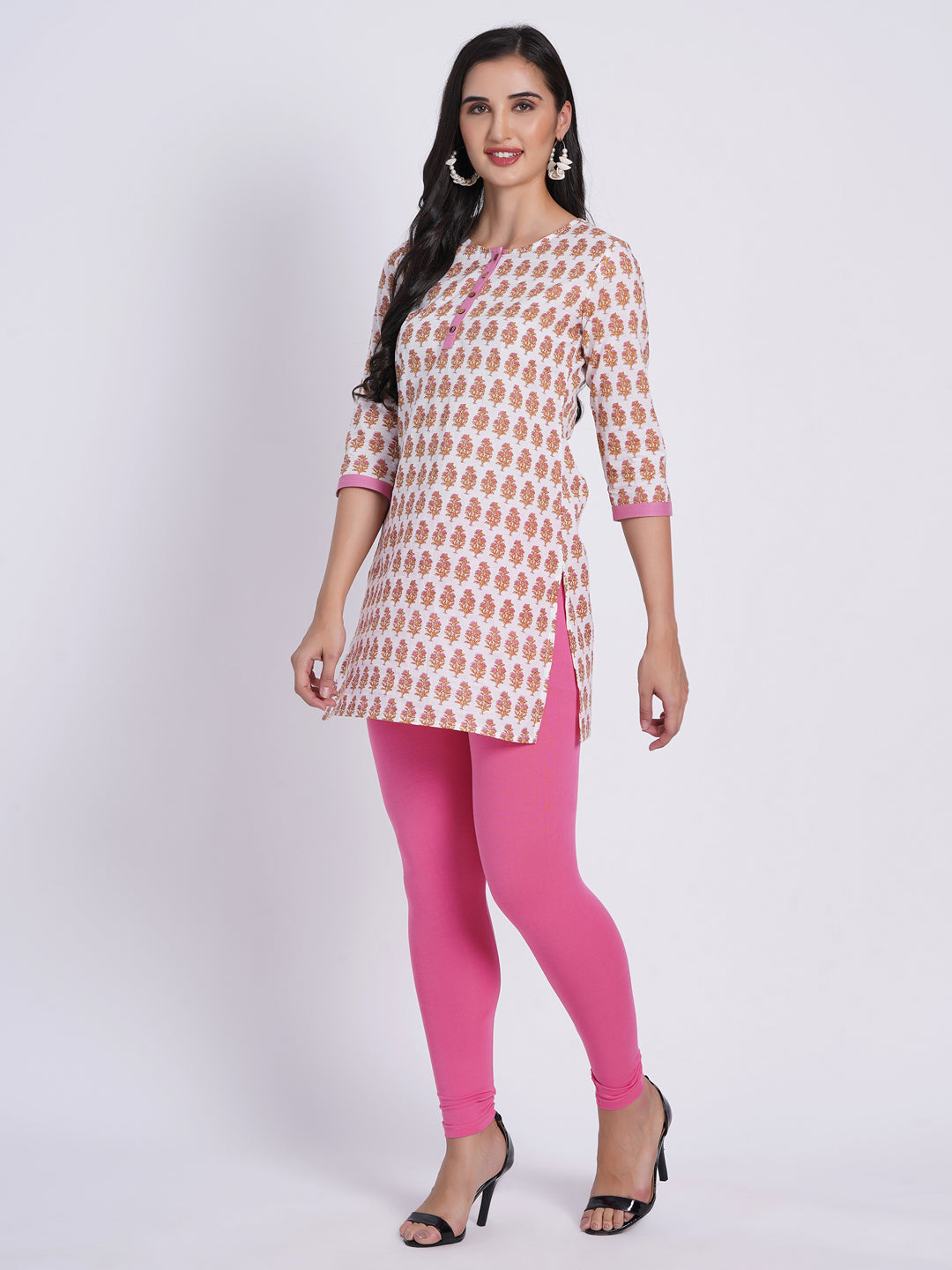 Mul Cotton Floral Printed Short Kurti