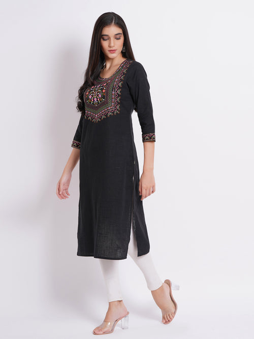 COLORFULL EMBROIDERED STRAIGHT KURTI