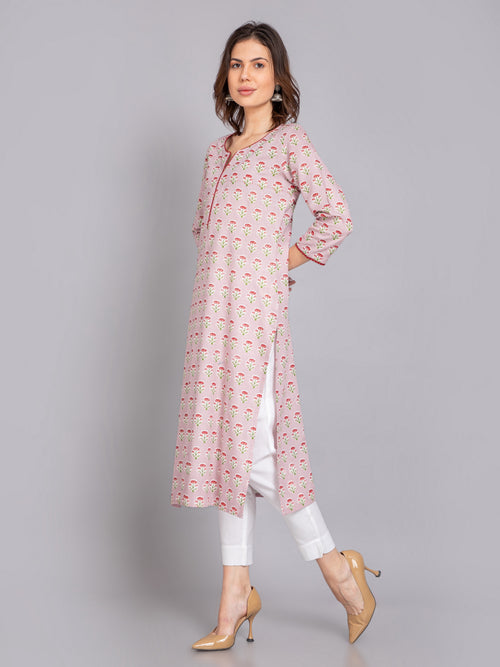 Rayon Linen Gold Foil Printed Long Kurti