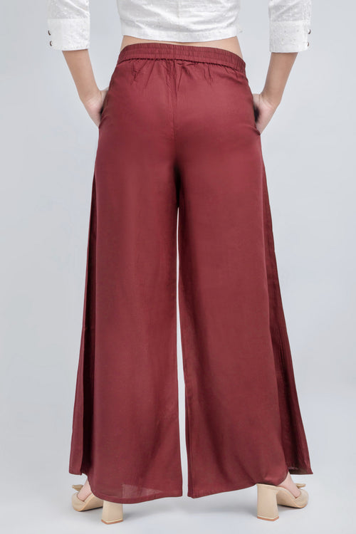 Solid Rayon Palazzo Pants