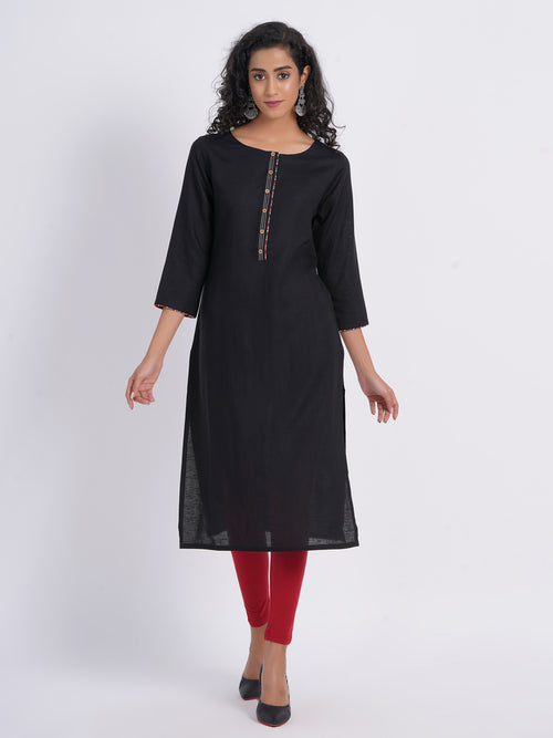 WORK WEAR STRAIGHT KURTI WITH PLACKET DETAILS