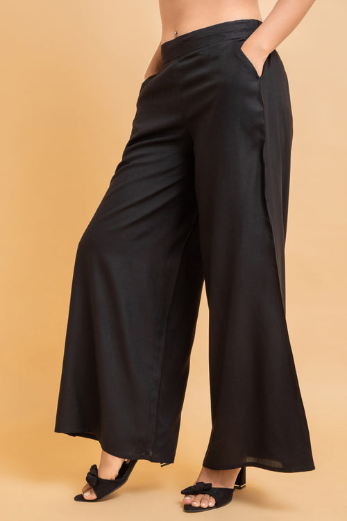 Solid Rayon Palazzo Pants