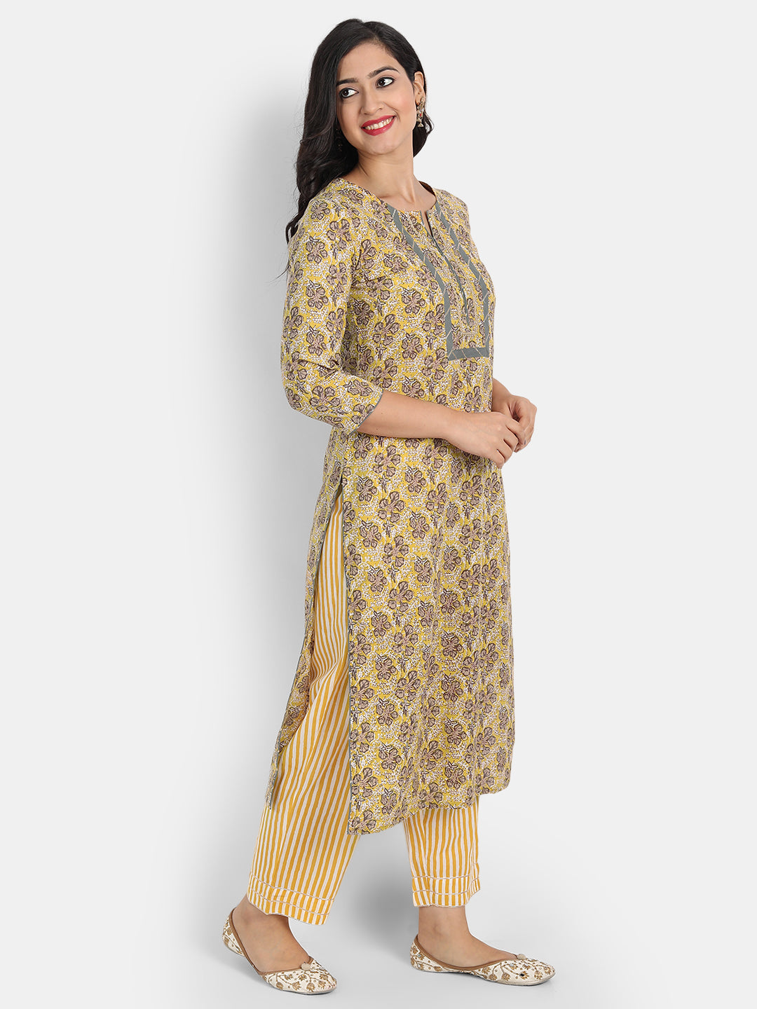 MUL COTTON 3 PCS FLORAL PRINTED KURTA SET