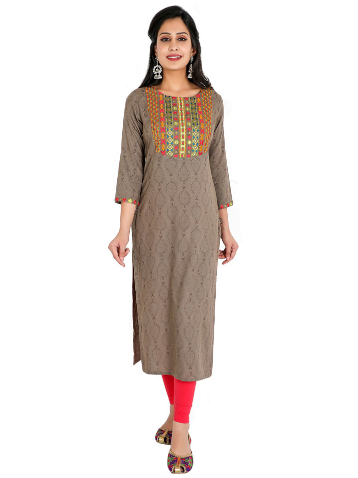 EMBROIDERED STRAIGHT LONG KURTA