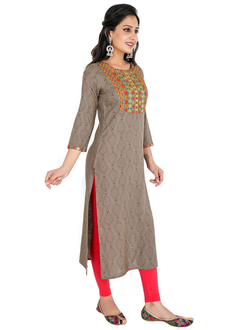 EMBROIDERED STRAIGHT LONG KURTA