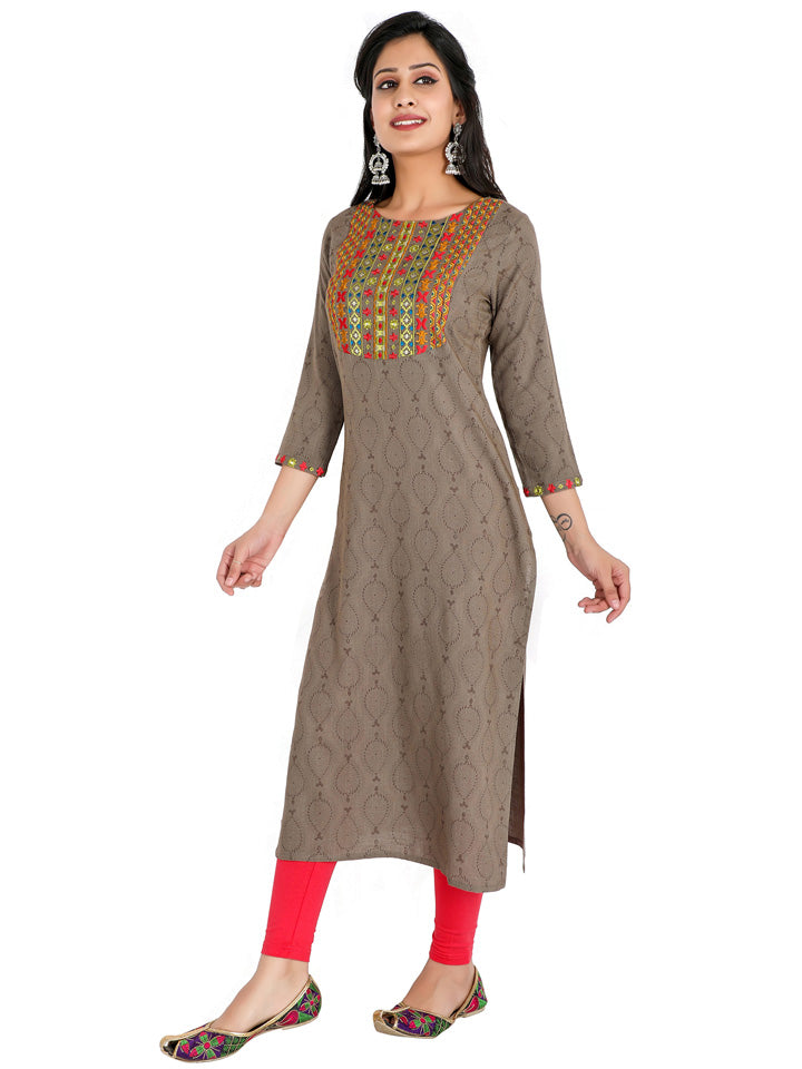 EMBROIDERED STRAIGHT LONG KURTA