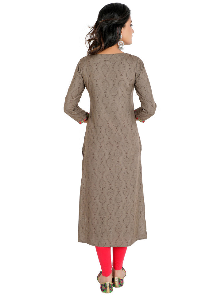 EMBROIDERED STRAIGHT LONG KURTA