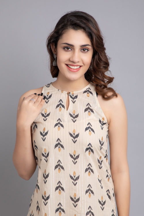 Mul Cotton Sleeveless Kurti with Palazzo Pants