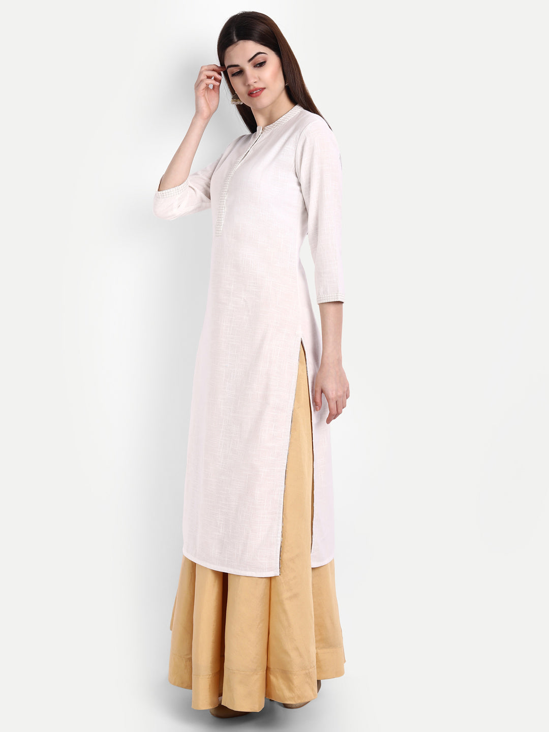 Cotton Kurti with Intricate Zari Embroidery