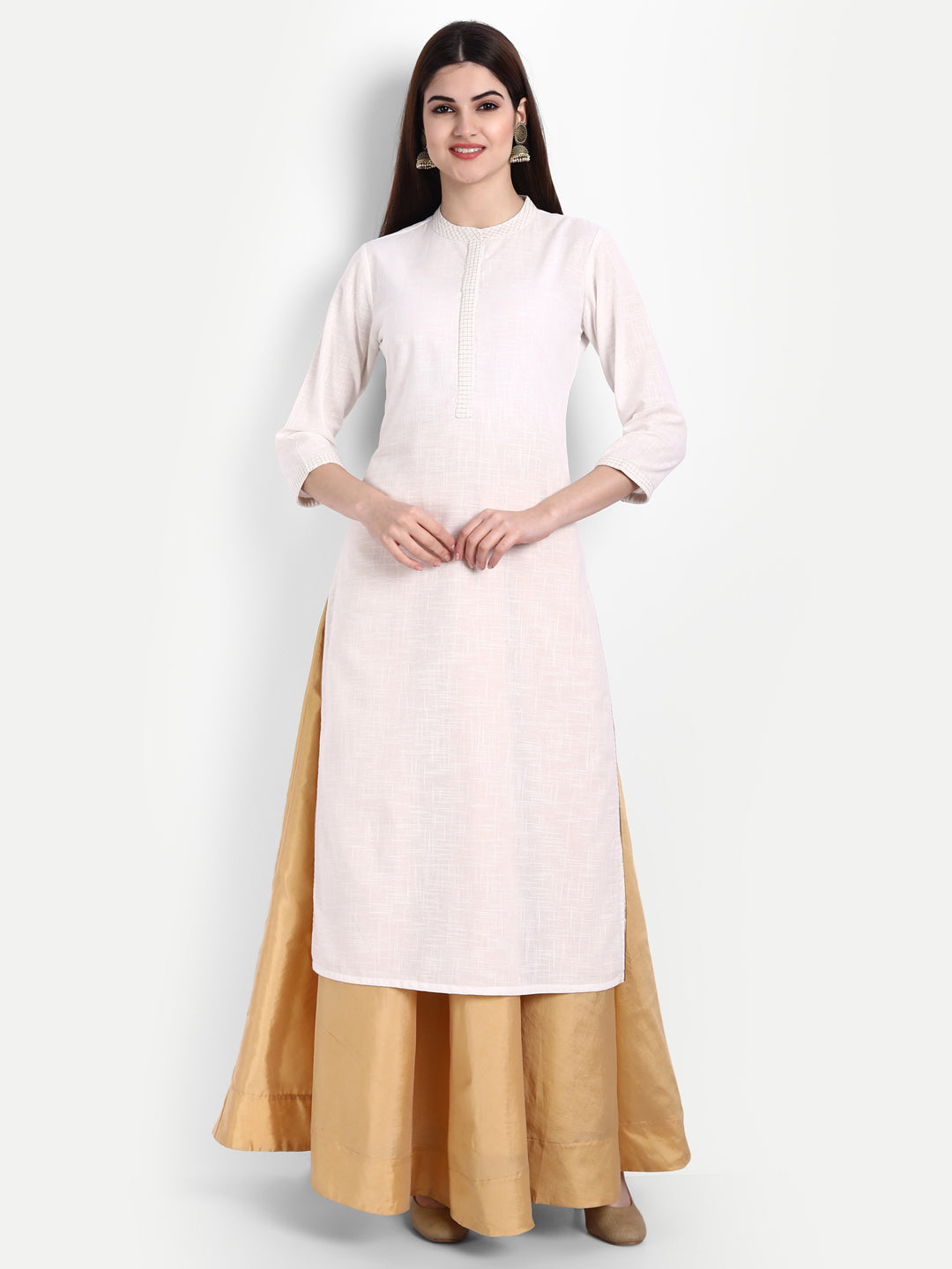 Cotton Kurti with Intricate Zari Embroidery