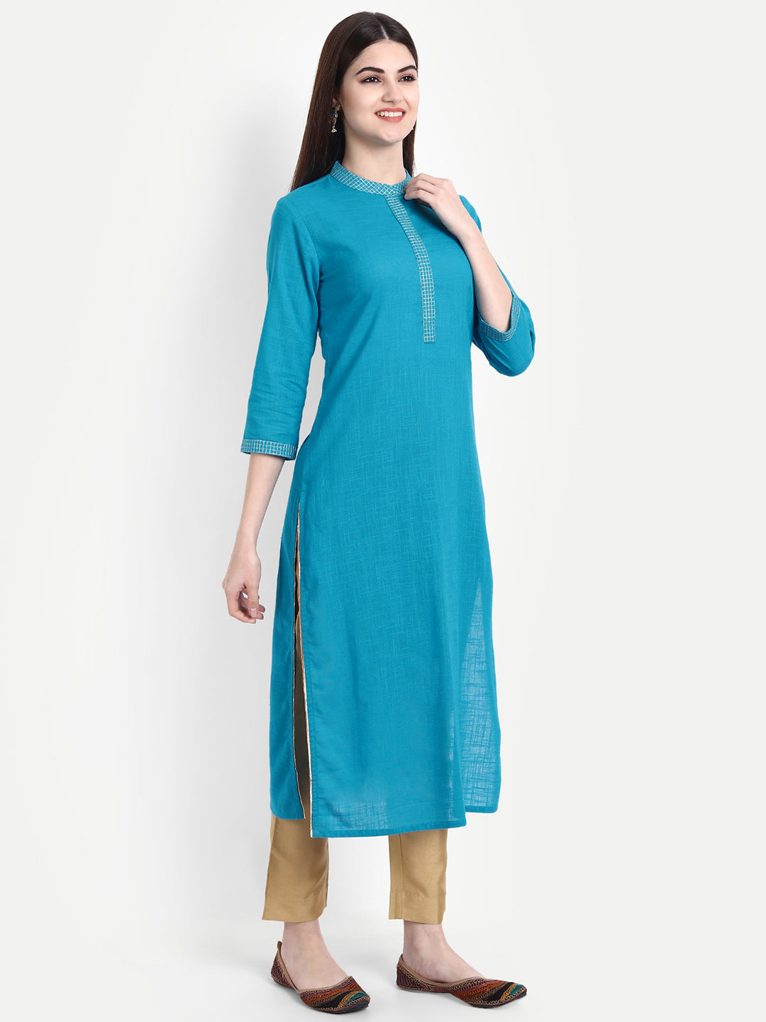 Cotton Kurti with Intricate Zari Embroidery