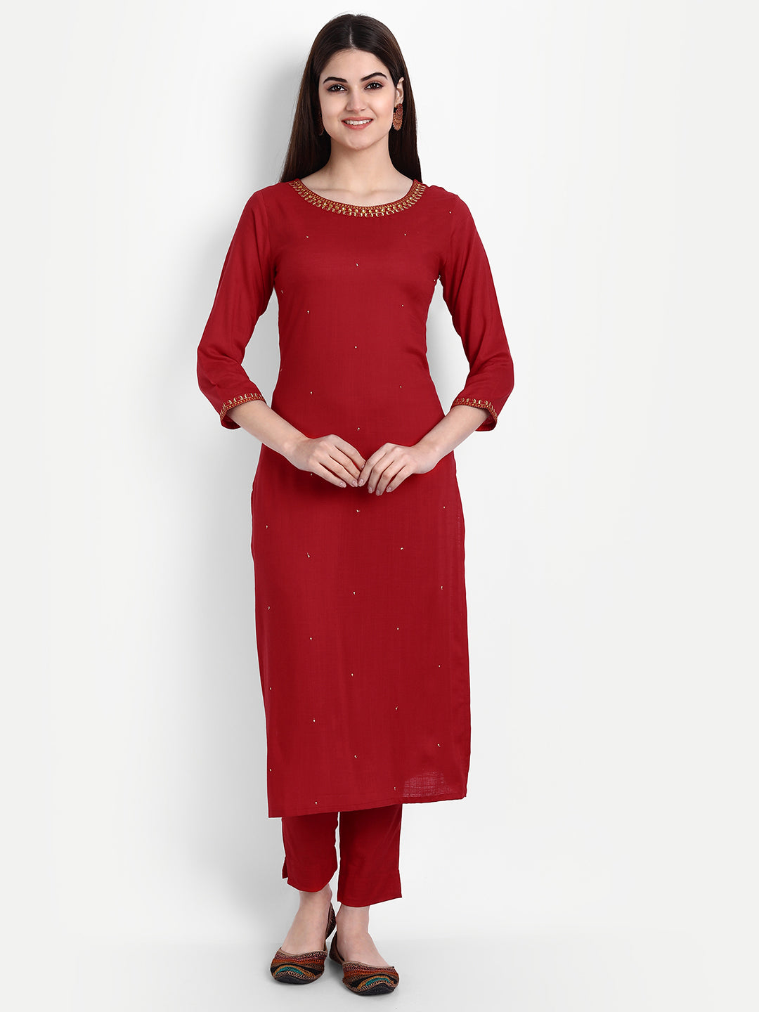 EMBROIDERED STRAIGHT KURTA SET