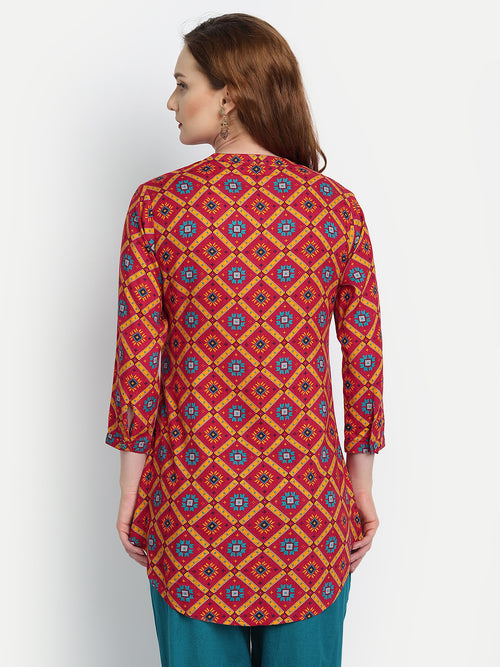 Rayon Ajrak Printed High-Low Top