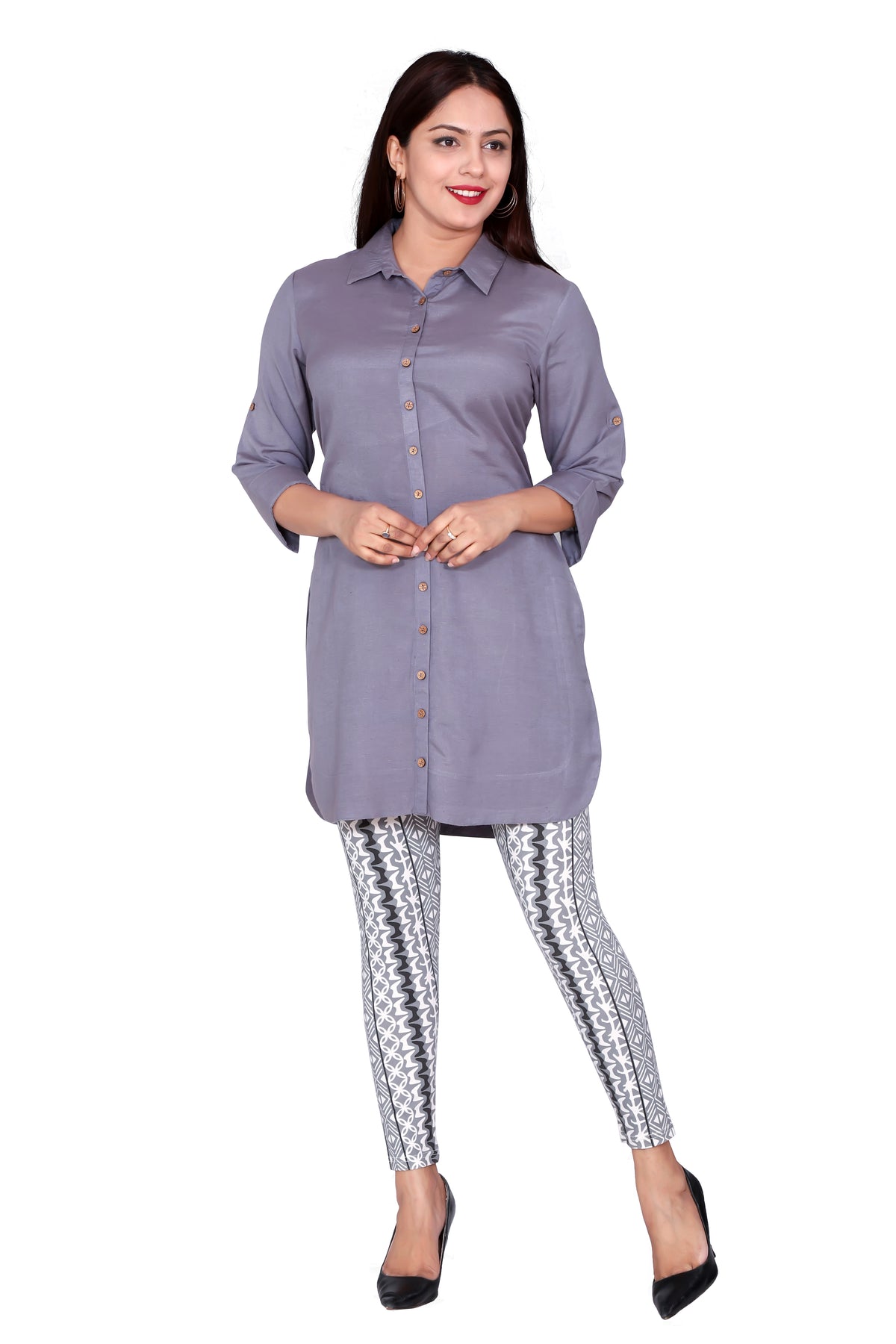 Rayon Linen Shirt Style Tunic