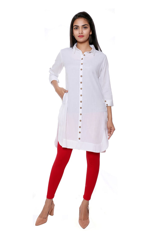 Rayon Linen Shirt Style Tunic