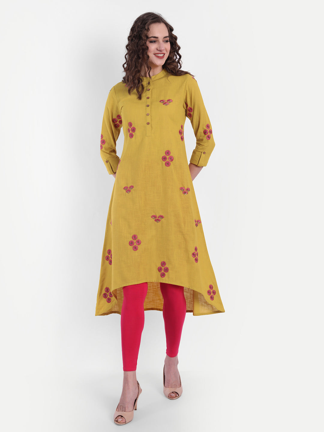 Embroidered High-Low Cotton Kurti