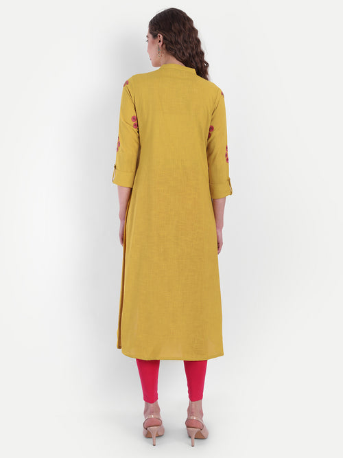 Embroidered High-Low Cotton Kurti