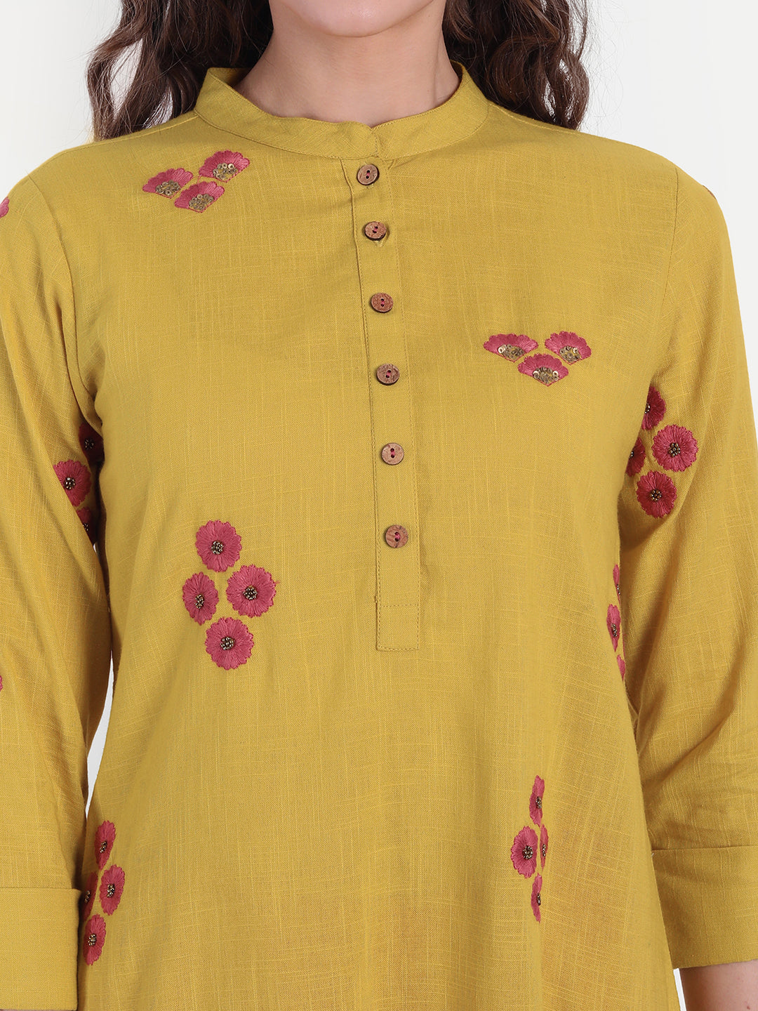 Embroidered High-Low Cotton Kurti