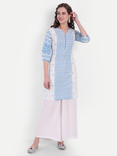 Zig-Zag Printed Cotton Short Kurti