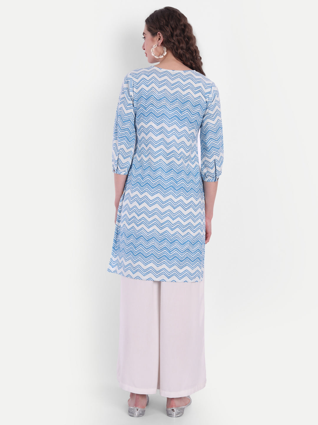 Zig-Zag Printed Cotton Short Kurti