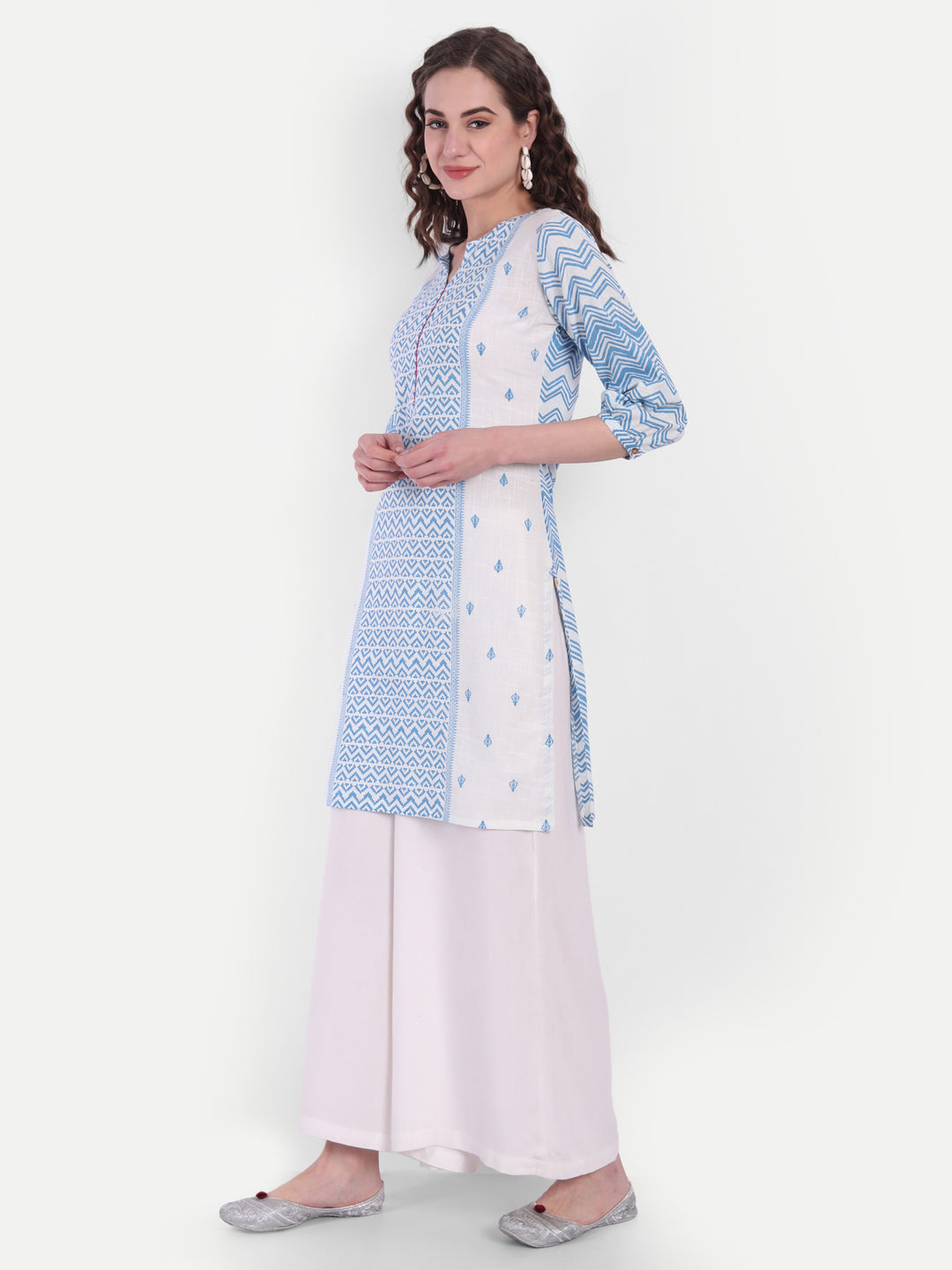 Zig-Zag Printed Cotton Short Kurti