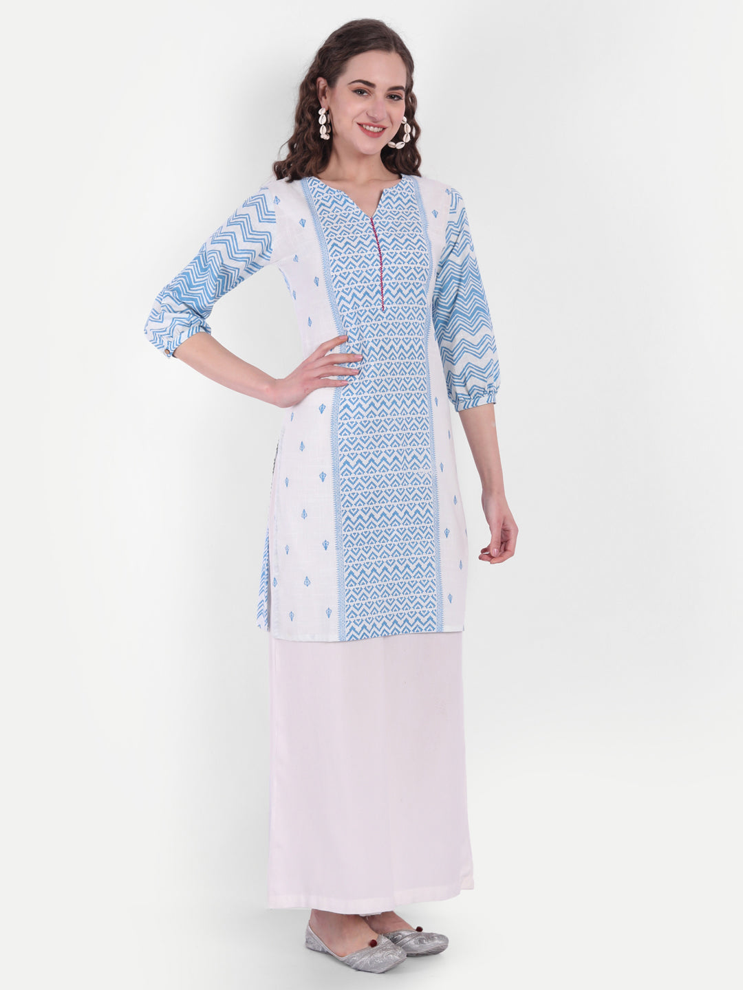 Zig-Zag Printed Cotton Short Kurti