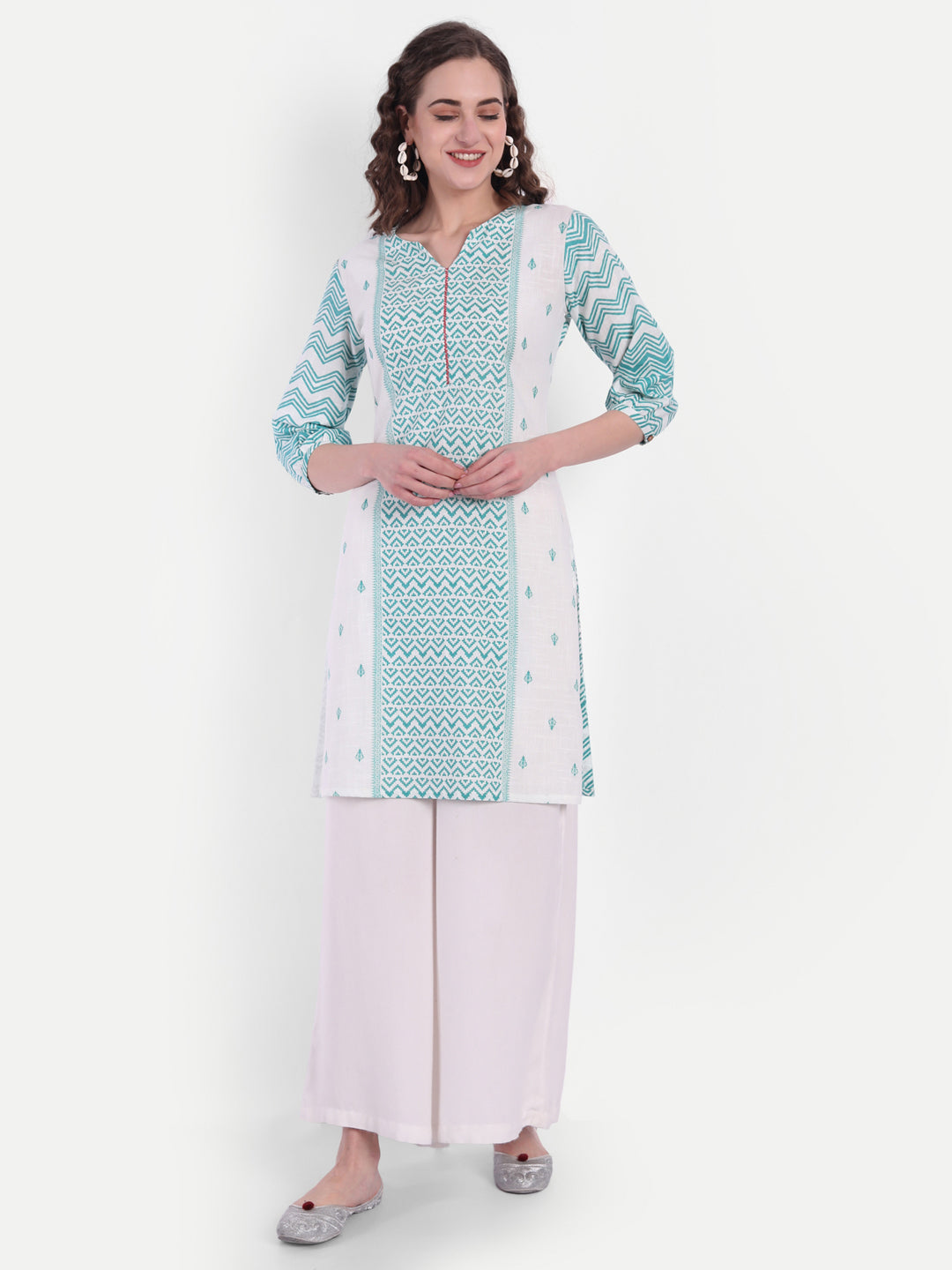 Zig-Zag Printed Cotton Short Kurti