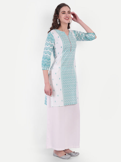 Zig-Zag Printed Cotton Short Kurti