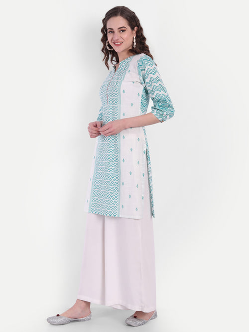 Zig-Zag Printed Cotton Short Kurti