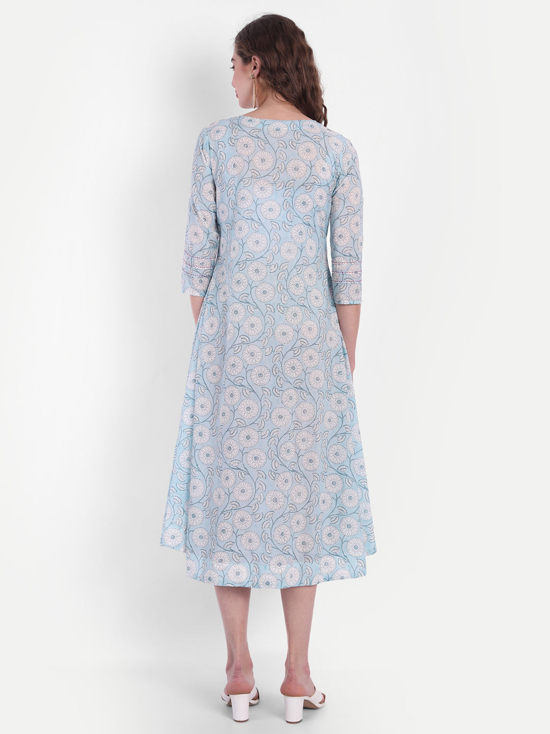 Mul Cotton Floral Print A-Line Long Dress