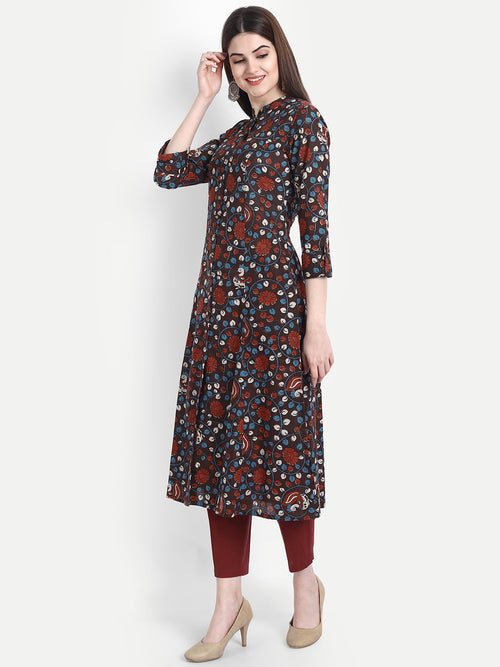 SUTI WOMEN COTON CAMBRIC PRINTED A LINE LONG KURTI