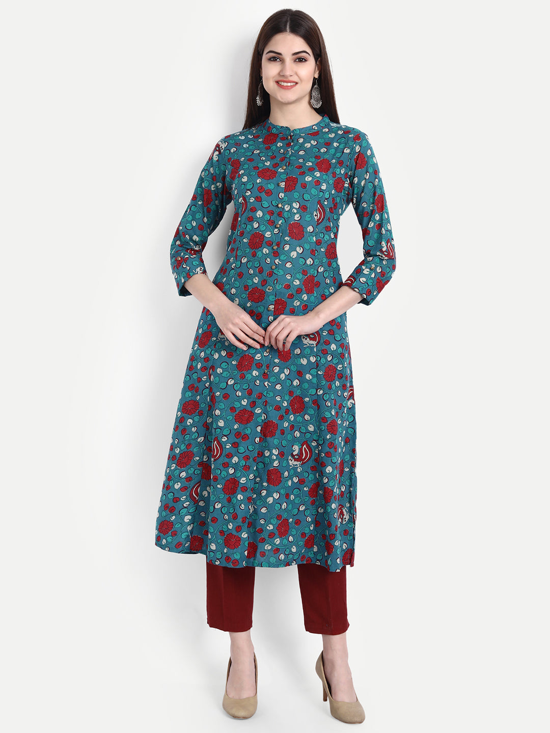 SUTI WOMEN COTON CAMBRIC PRINTED A LINE LONG KURTI