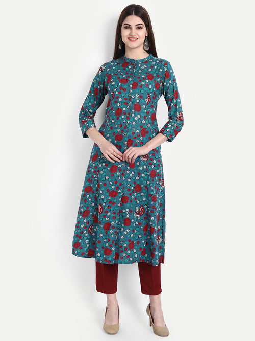 SUTI WOMEN COTON CAMBRIC PRINTED A LINE LONG KURTI