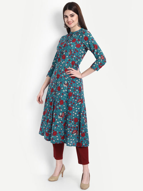 SUTI WOMEN COTON CAMBRIC PRINTED A LINE LONG KURTI