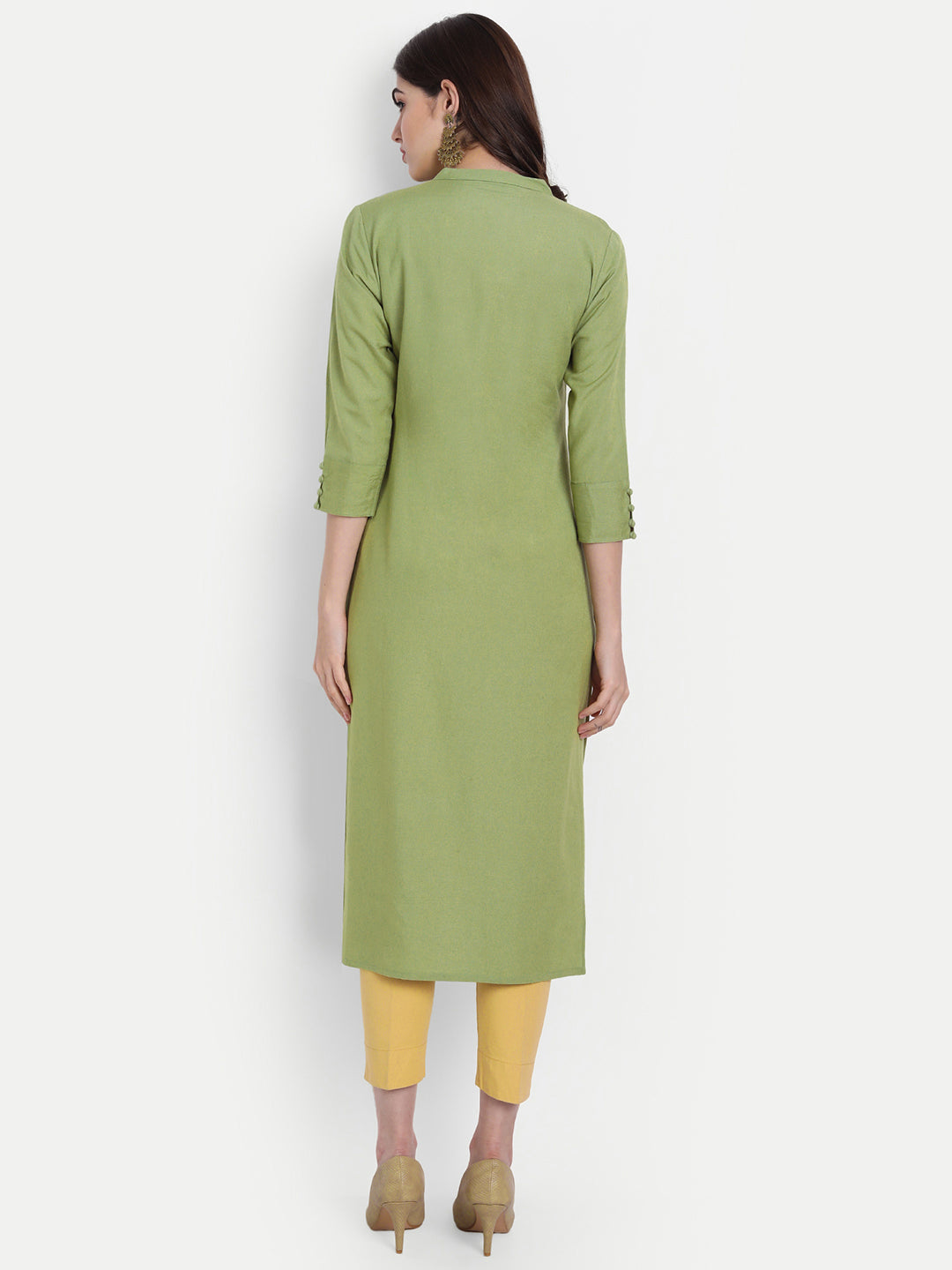 EMBROIDERED NECK, LONG KURTI WITH COLLAR