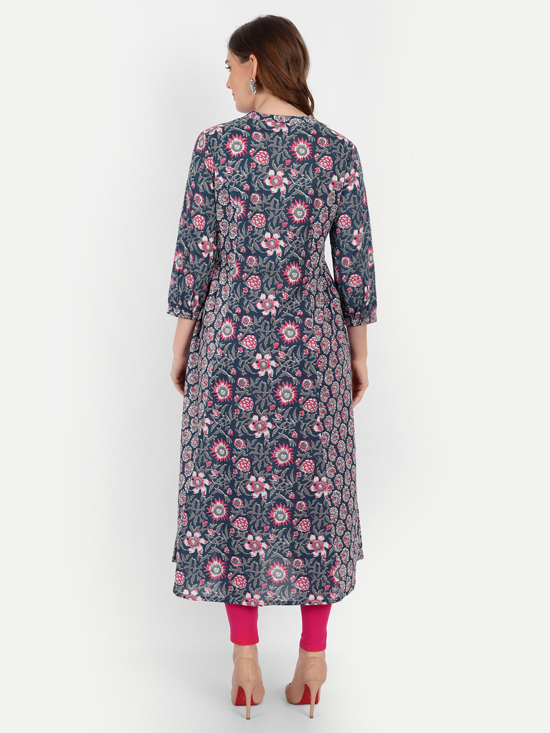 A-Line Cotton Kurti with Ajrakh Print