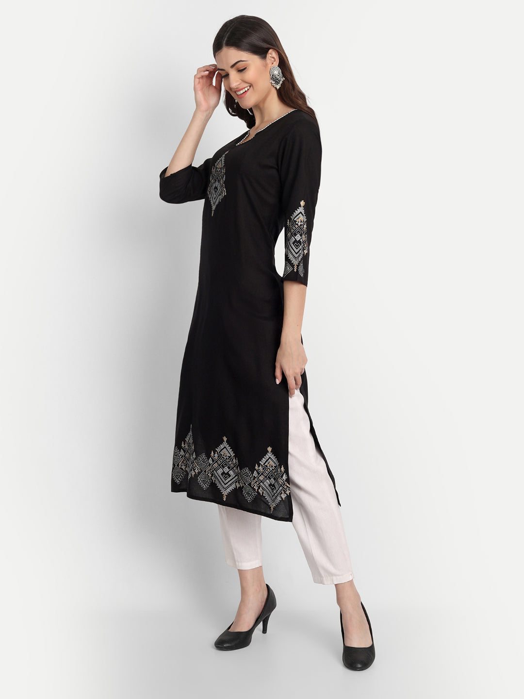 HAND BLOCK PRINTED STRAIGHT LONG KURTI