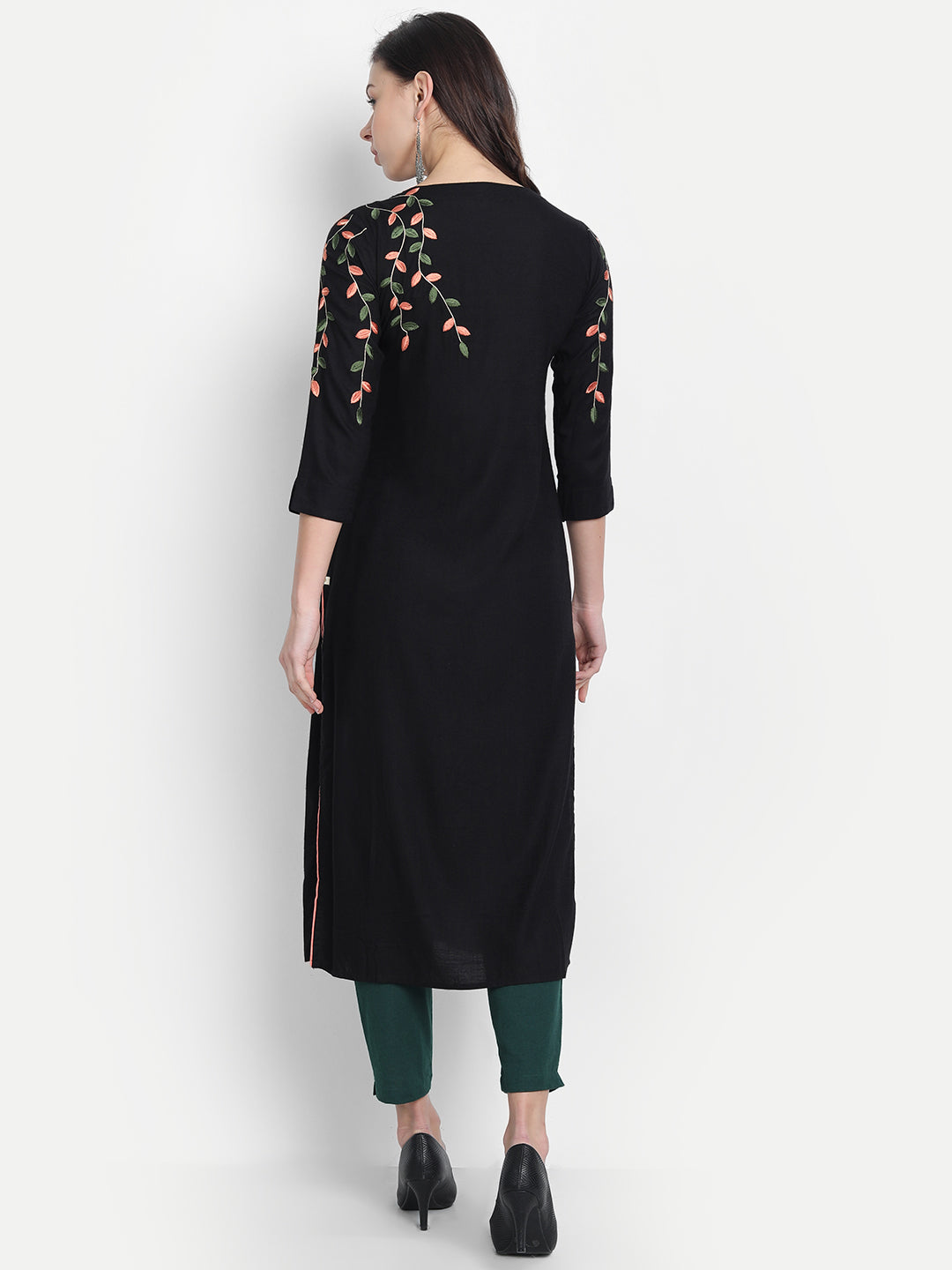 Multi Colour Straight Long Kurti with Embroidery