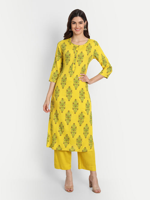 Floral Printed Rayon Kurta Set