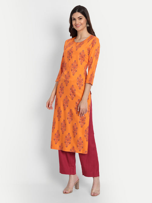 Floral Printed Rayon Kurta Set