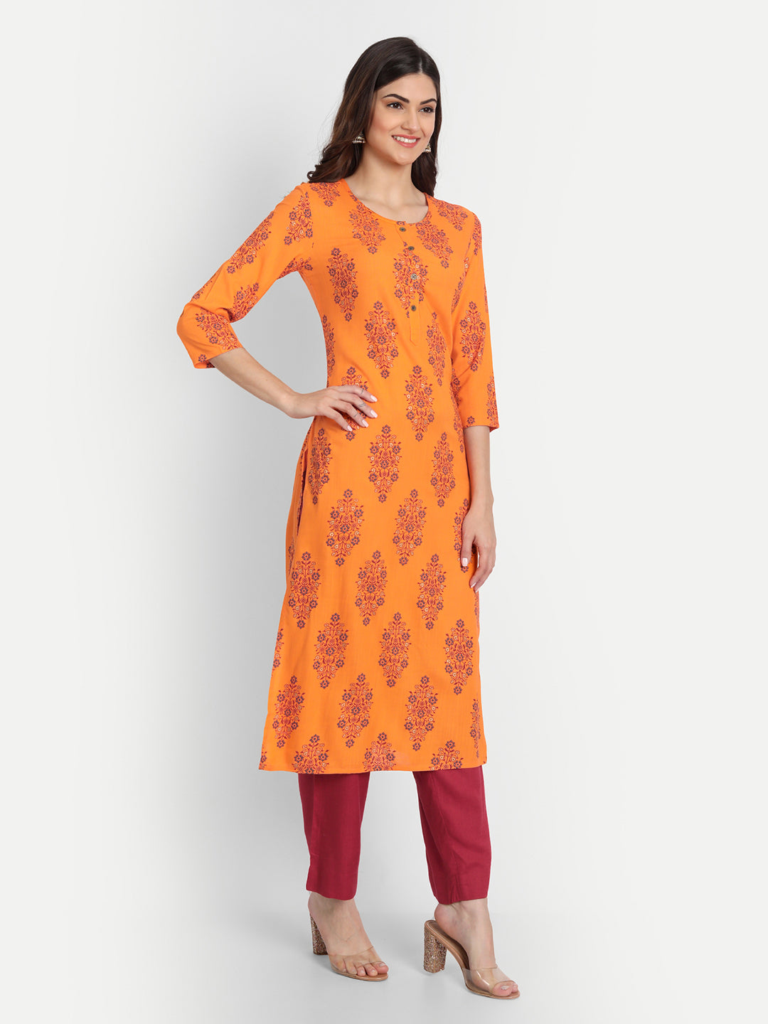 Floral Printed Rayon Kurta Set