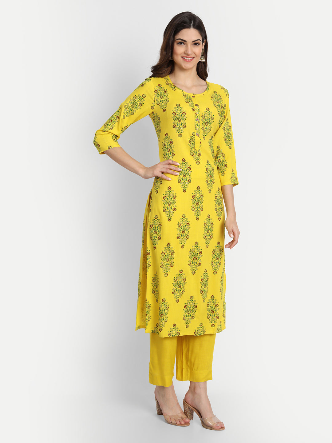 Floral Printed Rayon Kurta Set