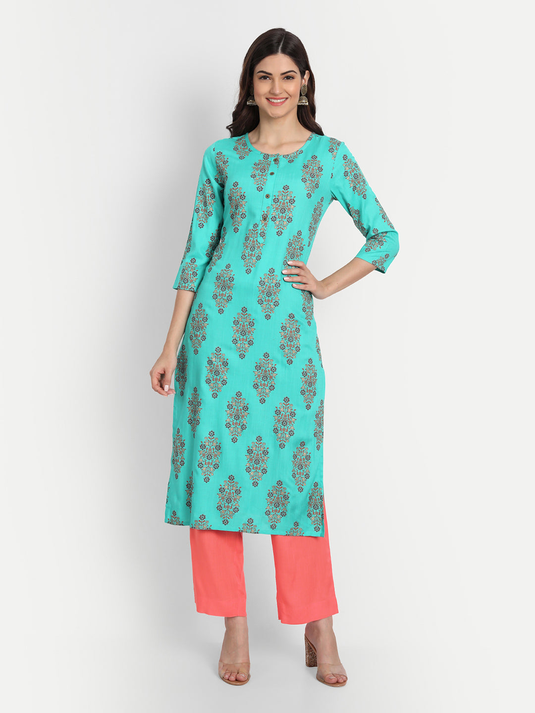 Floral Printed Rayon Kurta Set