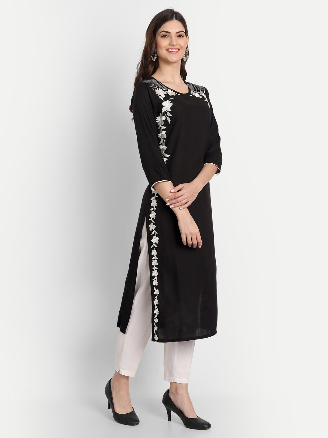 RAYON STRAIGHT EMBROIDERED LONG KURTI